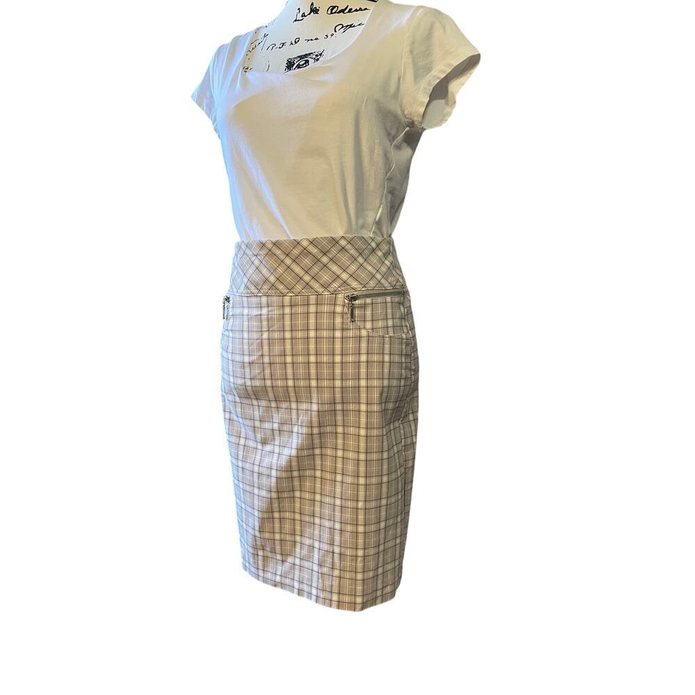 Joe B By Joe Benbasset Plaid Pencil Skirt Side Zip Pockets Stretchy Women Medium - Picture 8 of 12